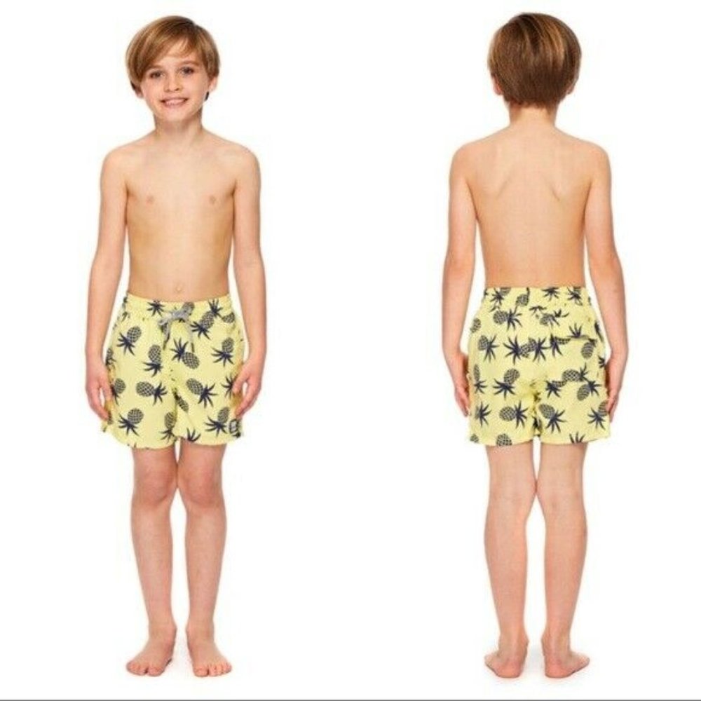 Tom&Teddy swim trunks pineapple yellow&dark blue